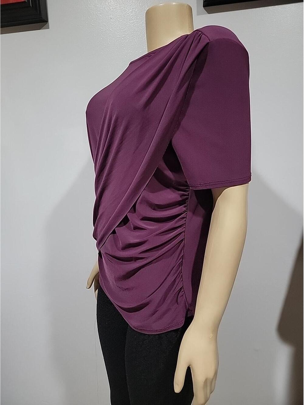 Express | Plum XL Draped Front Women's Top Blouse #C - Picture 2 of 11